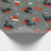 Robin Bird kerstpatroon met geschenken en kerstman Cadeaupapier (Hoek)