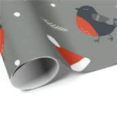 Robin Bird kerstpatroon met geschenken en kerstman Cadeaupapier (Rol Hoek)