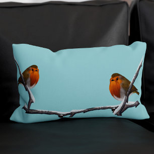 Robin Bird Licht Teal Monogrammeerde Lendekussen Kussen