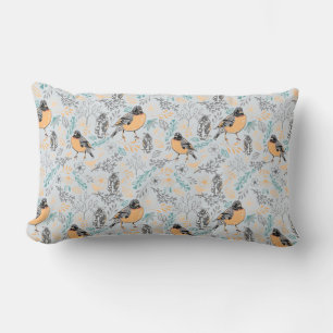 Robin Bird Mama en Baby Summer Brood met bloemen Kussen