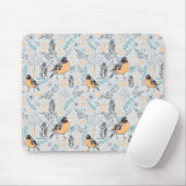 Robin Bird Mama en Baby Summer Brood met bloemen Muismat (Met muis)