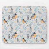Robin Bird Mama en Baby Summer Brood met bloemen Muismat (Voorkant)