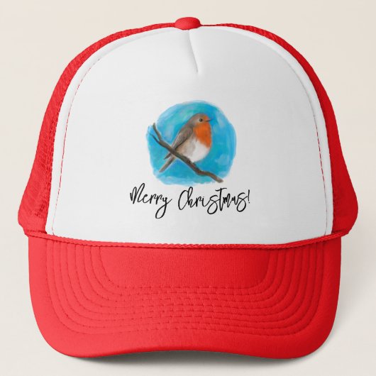Robin bird, Merry kerstmis Trucker Pet (Voorkant)