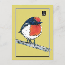 Robin Bird met rode lampjes Briefkaart