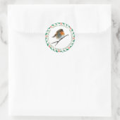 Robin bird name Merry Kerstry Ronde Sticker (Tas)