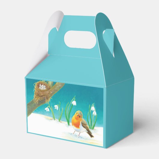 Robin Bird, Nest, Little Eggs & Snowdrops Bedankdoosjes (Voorkant Zijde)