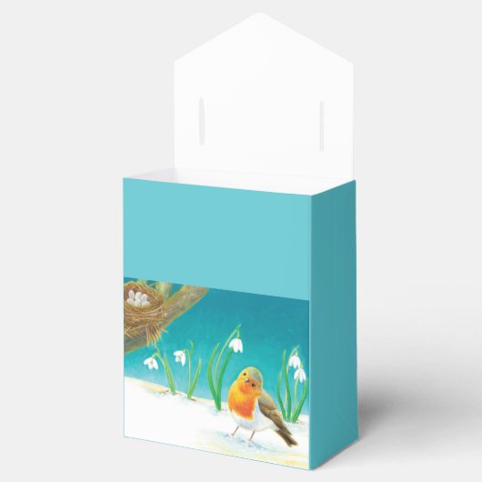 Robin Bird, Nest, Little Eggs & Snowdrops Bedankdoosjes (Geopend)