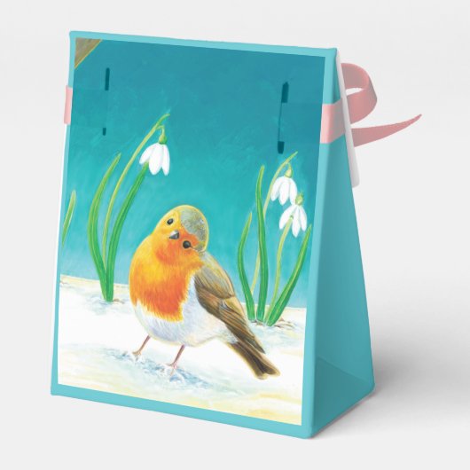Robin Bird, Nest, Little Eggs & Snowdrops Bedankdoosjes (Achterkant)