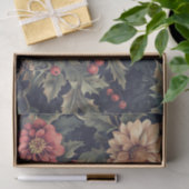 Robin Bird on a Holly Branch with Flowers Tissuepapier (Geschenk)