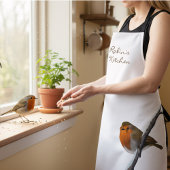 Robin Bird op Branch Personalized Kitchen Schort