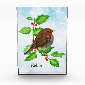 Robin Bird op Holly Waterverf Painting Fotoblokken (Voorkant)