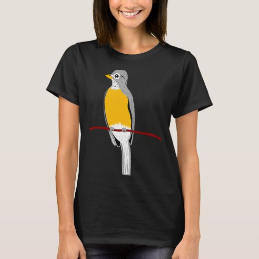 Robin Bird op Tree Branch T-shirt (Voorkant)
