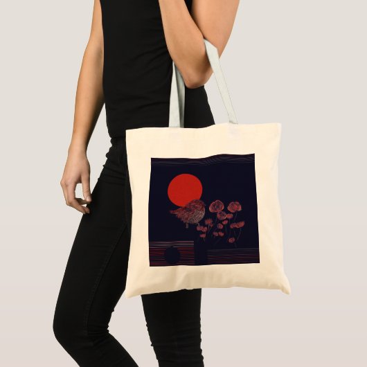 Robin Bird Red Sun Illustratie Tote Bag (Voorkant (product))