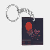 Robin Bird Rode Zon Illustratie Sleutelhanger (Voorkant Links)