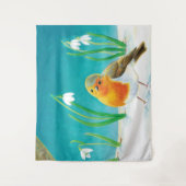 Robin Bird & sneeuwdrops Illustratie Wandkleed (Voorkant)