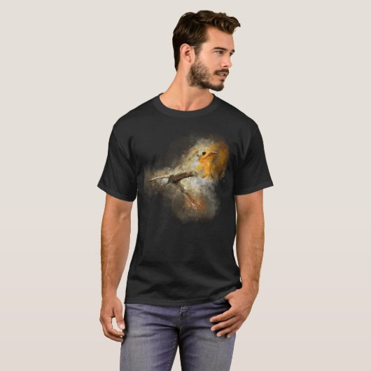 Robin Bird Waterverf Boho Style T-shirt (Voorkant volledig)