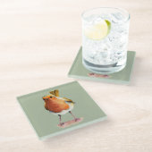 Robin Bird Waterverf Painting Glazen Onderzetter (Schuin)