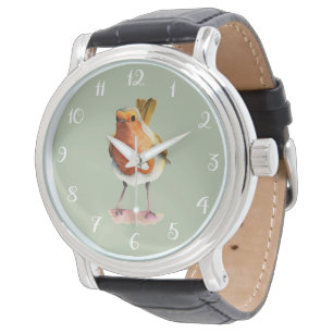 Robin Bird Waterverf Painting Horloge