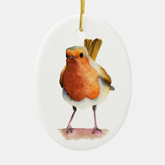 Robin Bird Waterverf Painting Keramisch Ornament (Voorkant)