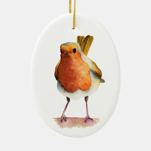 Robin Bird Waterverf Painting Keramisch Ornament (Achterkant)