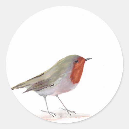 Robin bird waterverf winter Festive Kerstmis Ronde Sticker (Voorkant)