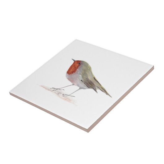 Robin Bird Wildlife Waterverf  Kleurrijk Tegeltje (Zijkant)