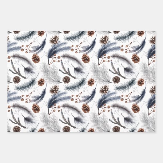 Robin Bird Winter Forest Greenery Kerstmis Inpakpapier Vel (Voorkant 2)