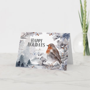 Robin bird winter sneeuwfestisch landschap Kerstmi Kaart