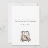 Robin Bird Winter Venster Zakelijke Kerstmis Kaart (Achterkant)