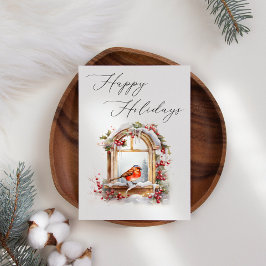 Robin Bird Winter Venster Zakelijke Kerstmis Kaart