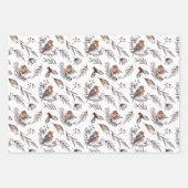 Robin Bird Woodland Greenery Kerstmis Inpakpapier Vel (Voorkant 3)