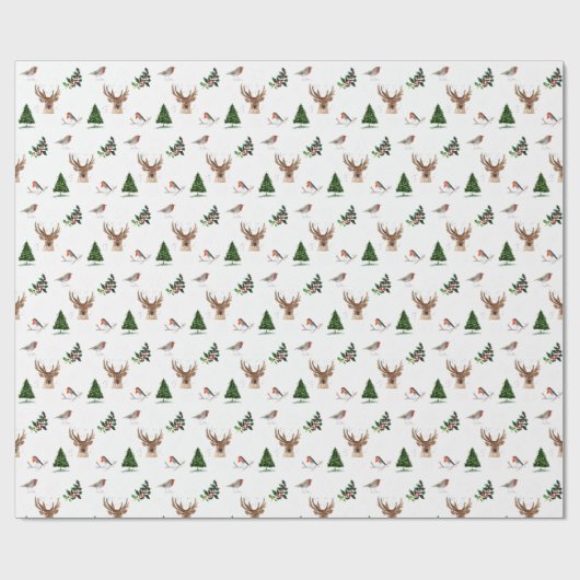 Robin Bird Woodland hert waterverf patroon Cadeaupapier (Vlak)
