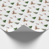 Robin Bird Woodland hert waterverf patroon Cadeaupapier (Hoek)