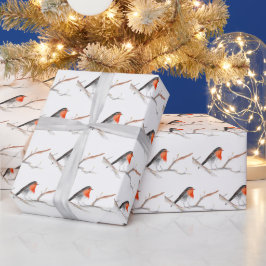 Robin Bird Woodland rustieke Xmas waterverf Cadeaupapier