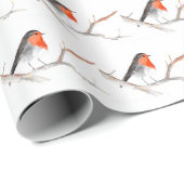 Robin Bird Woodland rustieke Xmas waterverf Cadeaupapier (Rol Hoek)