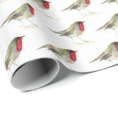 Robin Bird Woodland Xmas Schattigee waterverf Cadeaupapier (Rol Hoek)