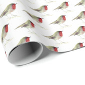 Robin Bird Woodland Xmas Schattigee waterverf Cadeaupapier (Rol Hoek)