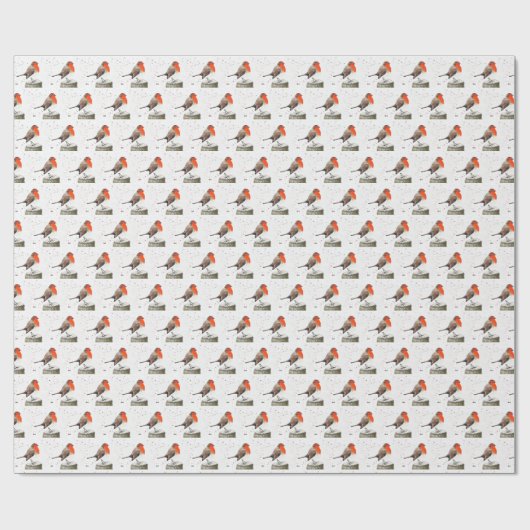Robin Bird Woodland Xmas Schattigee waterverf Cadeaupapier (Vlak)