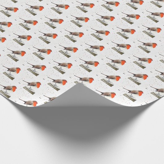 Robin Bird Woodland Xmas Schattigee waterverf Cadeaupapier (Hoek)