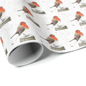 Robin Bird Woodland Xmas Schattigee waterverf Cadeaupapier (Rol Hoek)