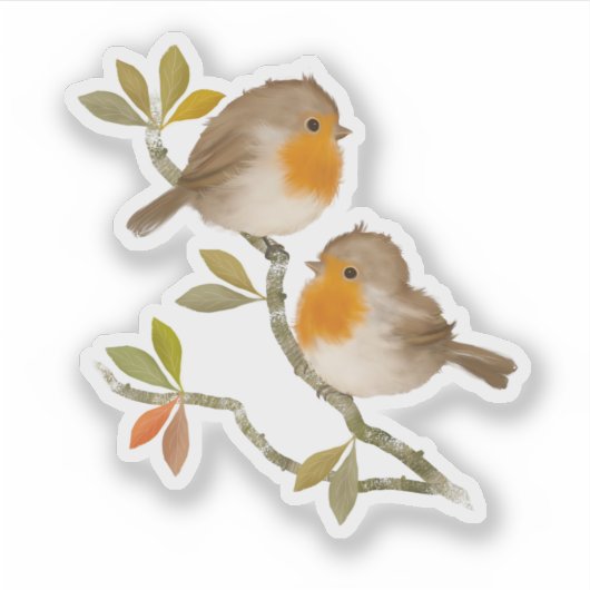 Robin Birds Custom-Cut Vinyl Stickers (Voorkant)
