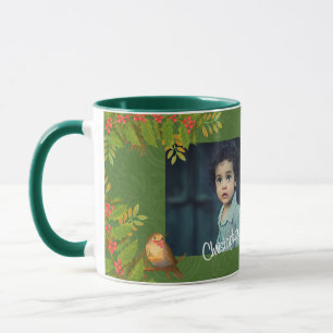 Robin Birds Holly Berry Foto Groen Mok