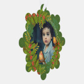 Robin Birds Holly Berry Foto Groen Ornament Kaart (Rechts)