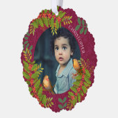 Robin Birds Holly Berry Foto Wijn Ornament Kaart (Links)