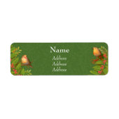 Robin Birds Holly Berry Green Etiket (Voorkant)