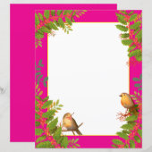 Robin Birds Holly Berry Hot Pink (Voorkant / Achterkant)
