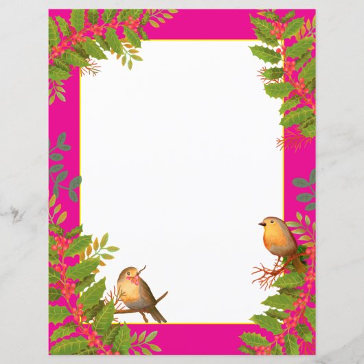 Robin Birds Holly Berry Hot Pink (Voorkant)