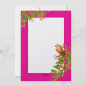 Robin Birds Holly Berry Hot Pink Feestdagenkaart (Achterkant)