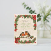 Robin Birds Kerstkrans Feestdagenkaart (Staand voorkant)