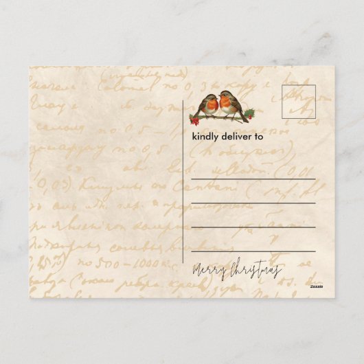  Robin Birds Kerstkrans Feestdagenkaart (Achterkant)